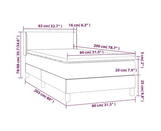 Pat continental cu saltea, gri deschis, 80x200 cm, textil, 7 image