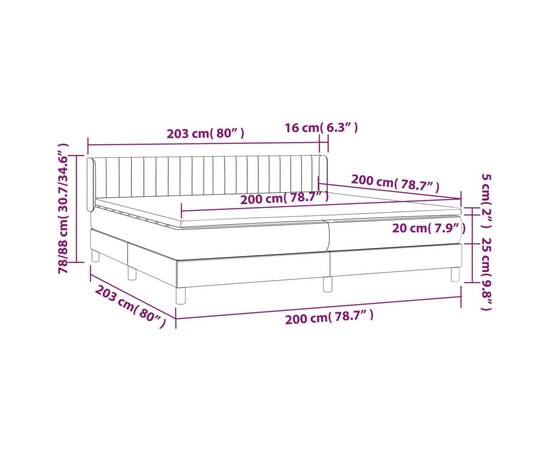 Pat box spring cu saltea, albastru, 200x200 cm, textil, 7 image