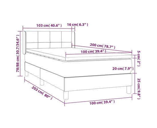 Pat box spring cu saltea, albastru, 100x200 cm, textil, 7 image