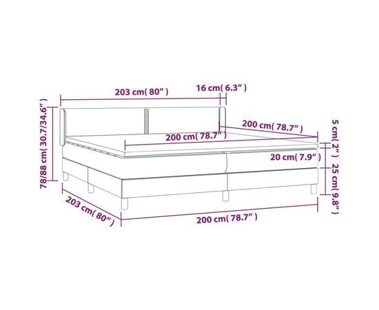 Pat box spring cu saltea, albastru, 200x200 cm, textil, 7 image