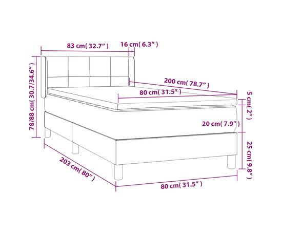 Pat box spring cu saltea, albastru, 80x200 cm, textil, 7 image