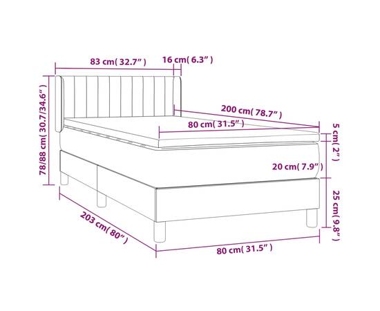 Pat box spring cu saltea, albastru, 80x200 cm, textil, 7 image