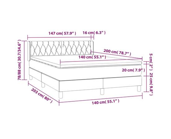 Pat continental cu saltea, albastru, 140x200cm, material textil, 7 image