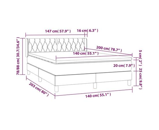 Pat continental cu saltea, crem, 140x200 cm, material textil, 7 image