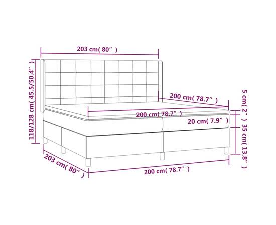 Pat box spring cu saltea, albastru, 200x200 cm, textil, 7 image