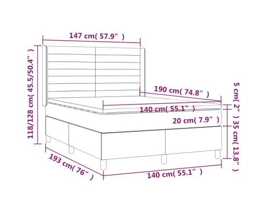 Pat box spring cu saltea, crem, 140x200 cm, textil, 7 image