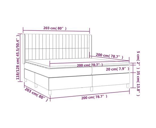 Pat box spring cu saltea, albastru, 200x200 cm, textil, 7 image