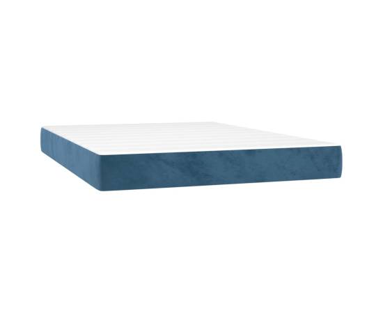 Pat box spring cu saltea, albastru închis, 140x190 cm, catifea, 5 image