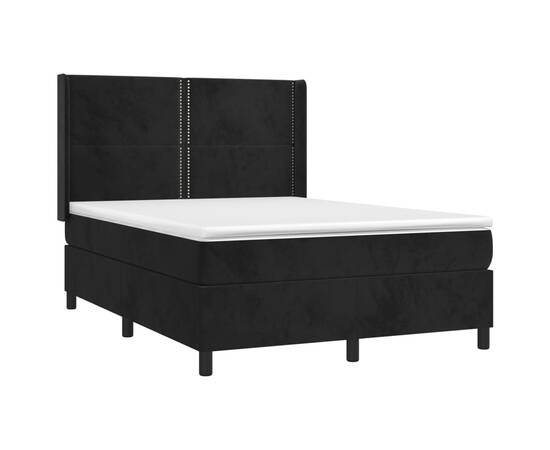 Pat box spring cu saltea, negru, 140x190 cm, catifea, 3 image