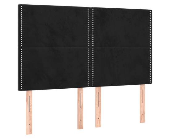 Pat box spring cu saltea, negru, 140x190 cm, catifea, 6 image