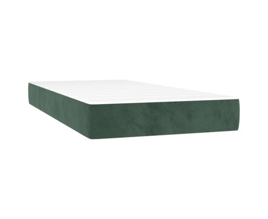 Pat box spring cu saltea, verde închis, 90x200 cm, catifea, 5 image