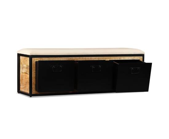 Bancă depozitare 3 sertare, lemn masiv de mango, 120x30x40 cm, 8 image