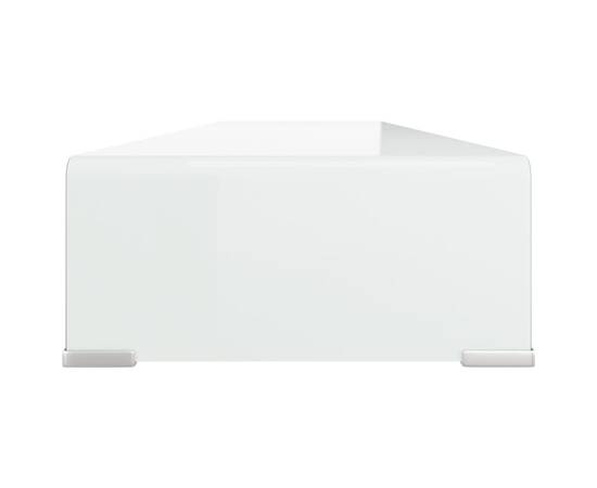 Stand tv/suport monitor, sticlă, alb, 120x30x13 cm, 4 image