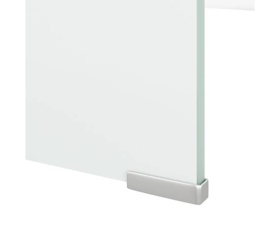 Stand tv/suport monitor, sticlă, alb, 120x30x13 cm, 5 image