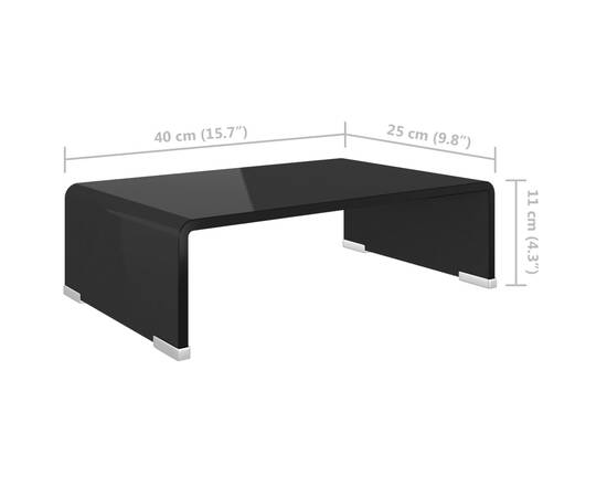 Stativ tv/suport monitor, sticlă, 40 x 25 x 11 cm, negru, 6 image