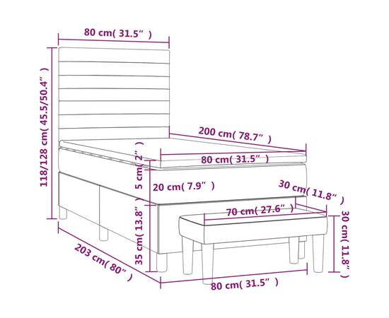 Pat box spring cu saltea, negru, 80x200 cm, textil, 8 image