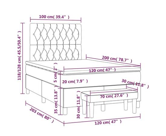 Pat box spring cu saltea, albastru, 120x200 cm, textil, 8 image