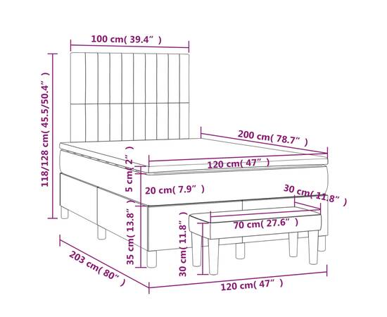 Pat box spring cu saltea, negru, 120x200 cm, textil, 8 image