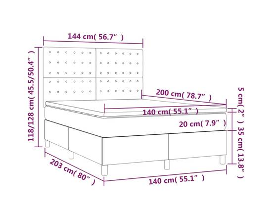 Pat continental cu saltea, crem, 140x200 cm, material textil, 6 image