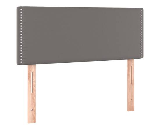 Pat box spring cu saltea, gri, 90x190 cm, piele ecologică, 6 image