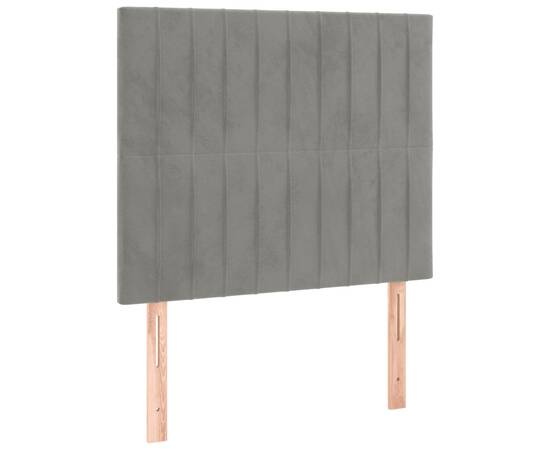 Pat box spring cu saltea, gri deschis, 90x200 cm, catifea, 5 image