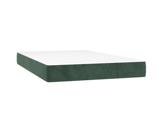 Pat box spring cu saltea, verde închis, 120x200 cm, catifea, 5 image