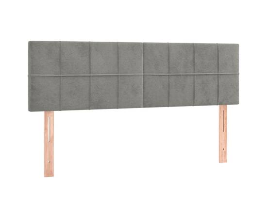 Pat box spring cu saltea, gri deschis, 140x190 cm, catifea, 6 image