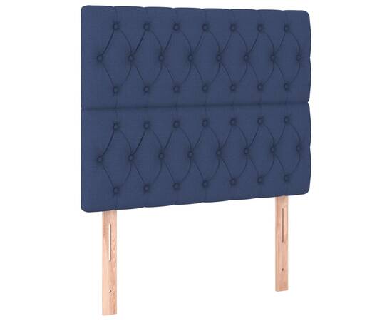 Pat box spring cu saltea, albastru, 90x200 cm, textil, 5 image
