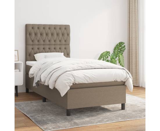 Pat box spring cu saltea, gri taupe, 100x200 cm, textil