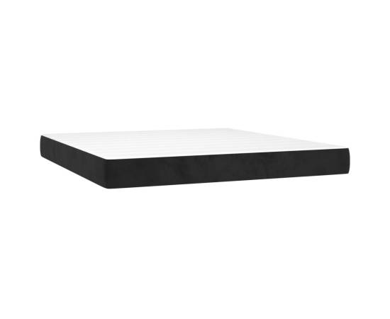 Pat box spring cu saltea, negru, 180x200 cm, catifea, 5 image