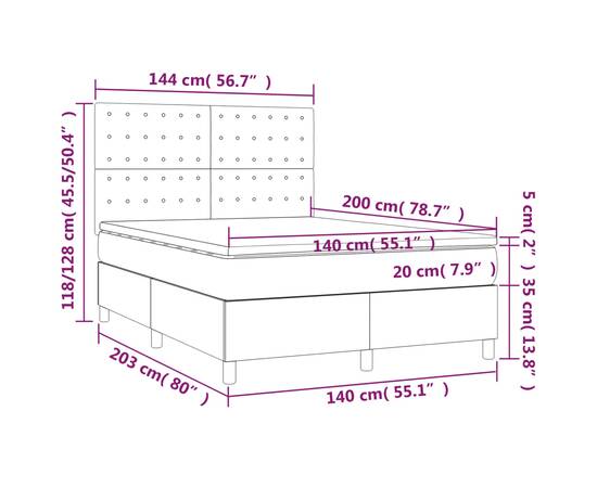 Pat continental cu saltea, albastru, 140x200cm, material textil, 6 image