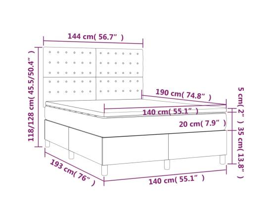 Pat box spring cu saltea, crem, 140x200 cm, textil, 6 image