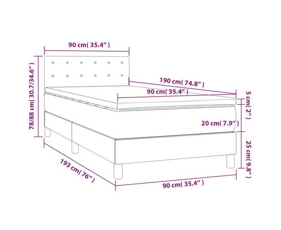 Pat box spring cu saltea, crem, 90x190 cm, textil, 7 image