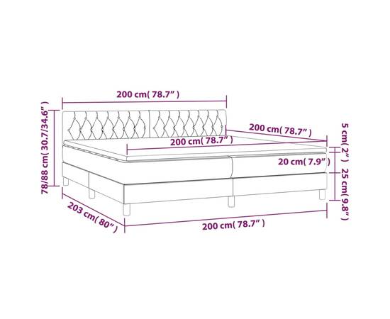 Pat box spring cu saltea, negru, 200x200 cm, textil, 7 image