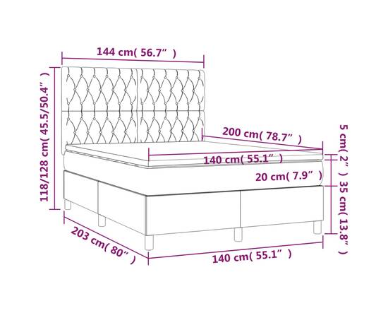 Pat continental cu saltea, albastru, 140x200cm, material textil, 6 image