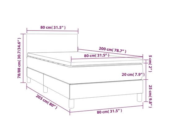 Pat continental cu saltea & led, negru, 80x200 cm, piele eco, 8 image