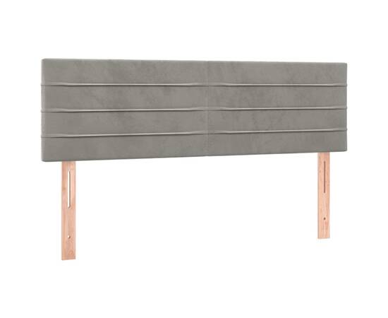 Pat box spring cu saltea, gri deschis, 140x190 cm, catifea, 6 image