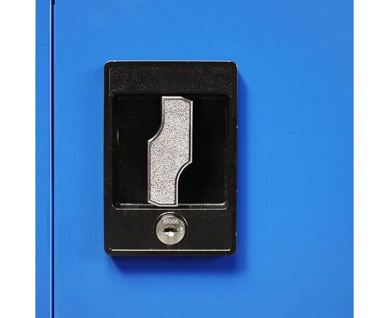 Dulap de birou, metal, 90 x 40 x 140 cm, gri și albastru, 2 image