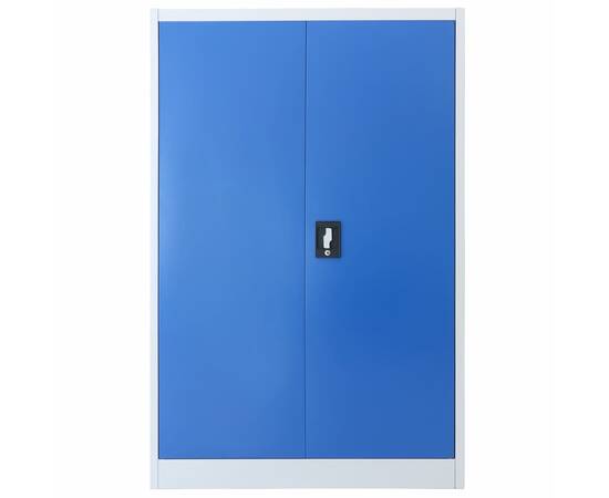 Dulap de birou, metal, 90 x 40 x 140 cm, gri și albastru, 4 image