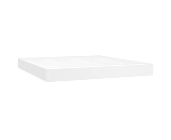 Pat box spring cu saltea, alb, 160x200 cm, piele ecologică, 4 image
