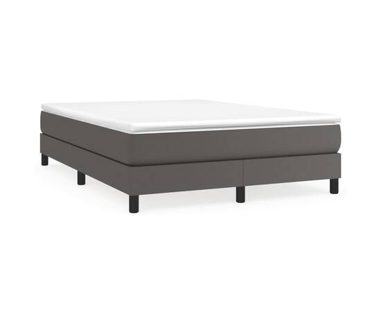 Pat box spring cu saltea, gri, 140x190 cm, piele ecologică, 2 image