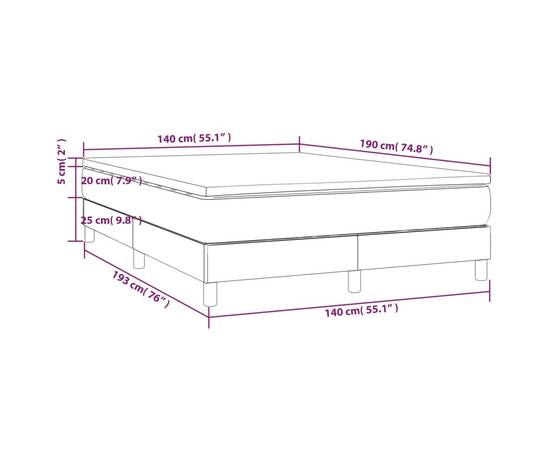 Pat box spring cu saltea, gri, 140x190 cm, piele ecologică, 10 image