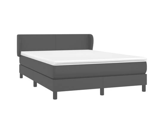 Pat box spring cu saltea, negru, 140x190 cm, piele ecologică, 3 image