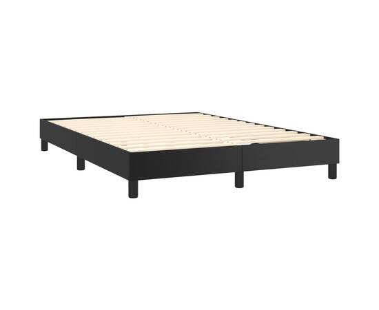 Pat box spring cu saltea, negru, 140x190 cm, piele ecologică, 4 image