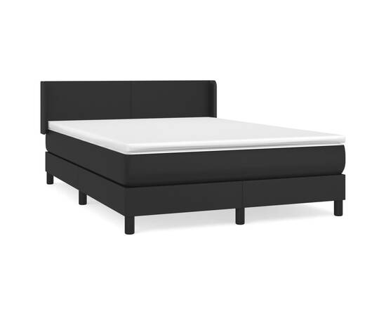 Pat box spring cu saltea, negru, 140x190 cm, piele ecologică, 2 image