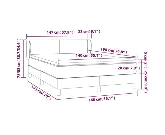 Pat box spring cu saltea, negru, 140x190 cm, piele ecologică, 7 image