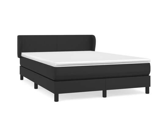 Pat box spring cu saltea, negru, 140x190 cm, piele ecologică, 2 image