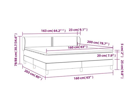 Pat box spring cu saltea, negru, 160x200 cm, piele ecologică, 7 image