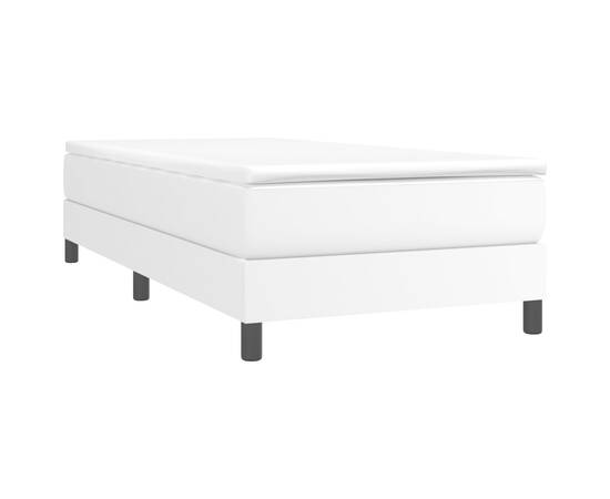 Cadru de pat box spring, alb, 100x200 cm, piele ecologică, 3 image