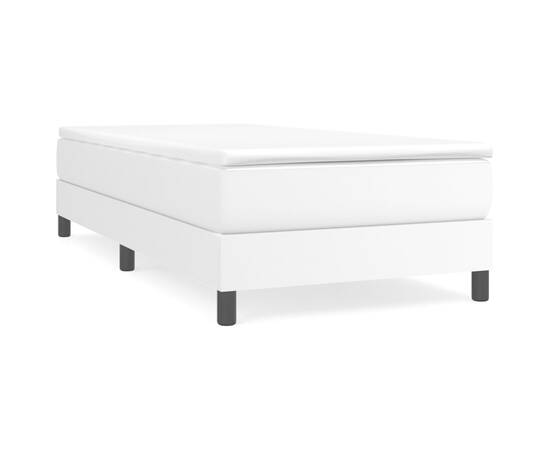Cadru de pat box spring, alb, 100x200 cm, piele ecologică, 2 image